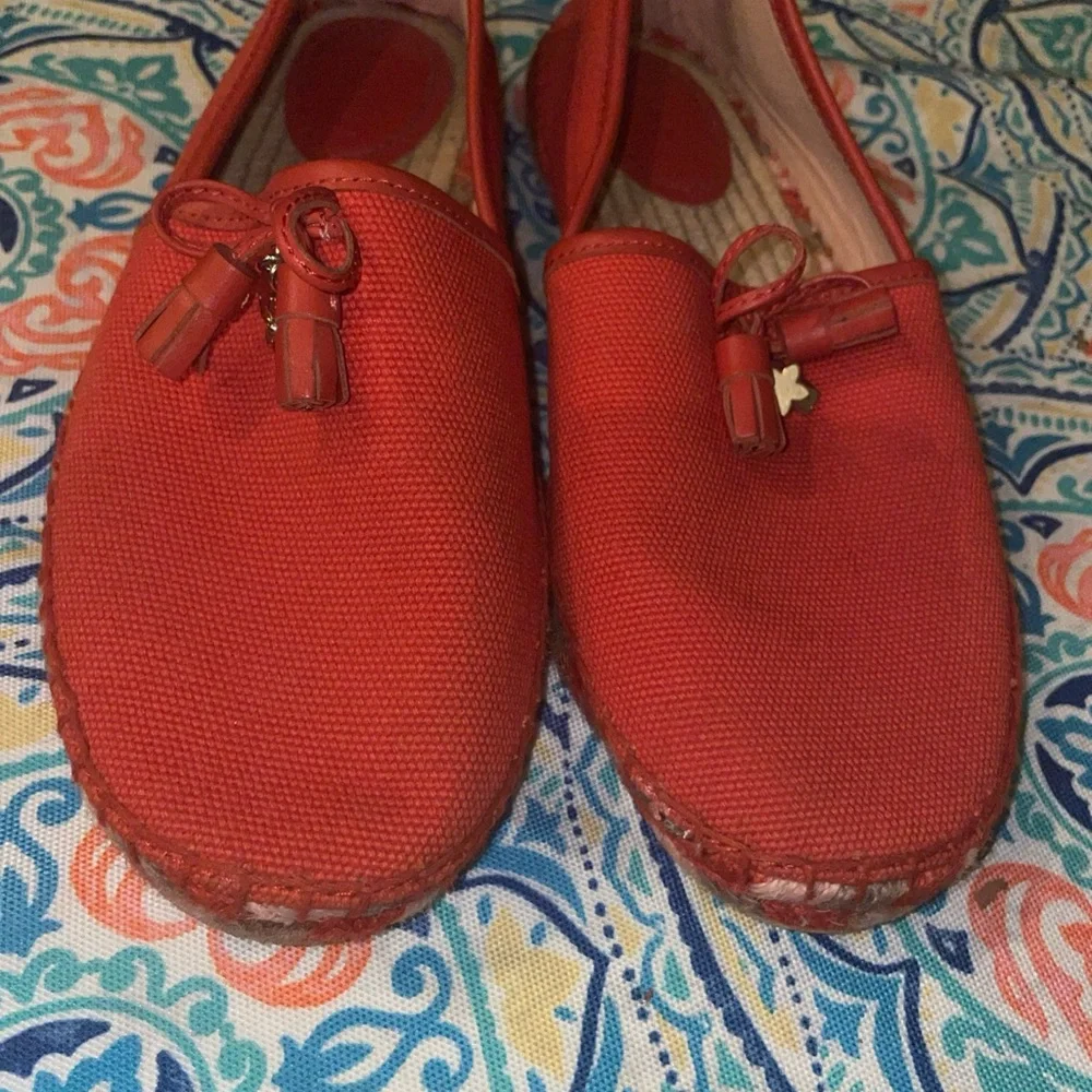Coach Orange Canvas Espadrille Slippers Women's Size 7 - Picture 5 of 7